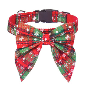Christmas Snowflake Bow Cotton Dog Collar – Snowpine™