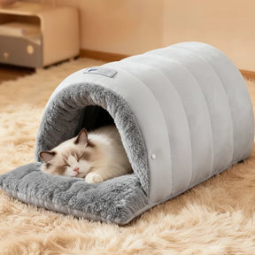 Convertible Pet Cave Bed & Mat with Removable Cover – FlipNest™