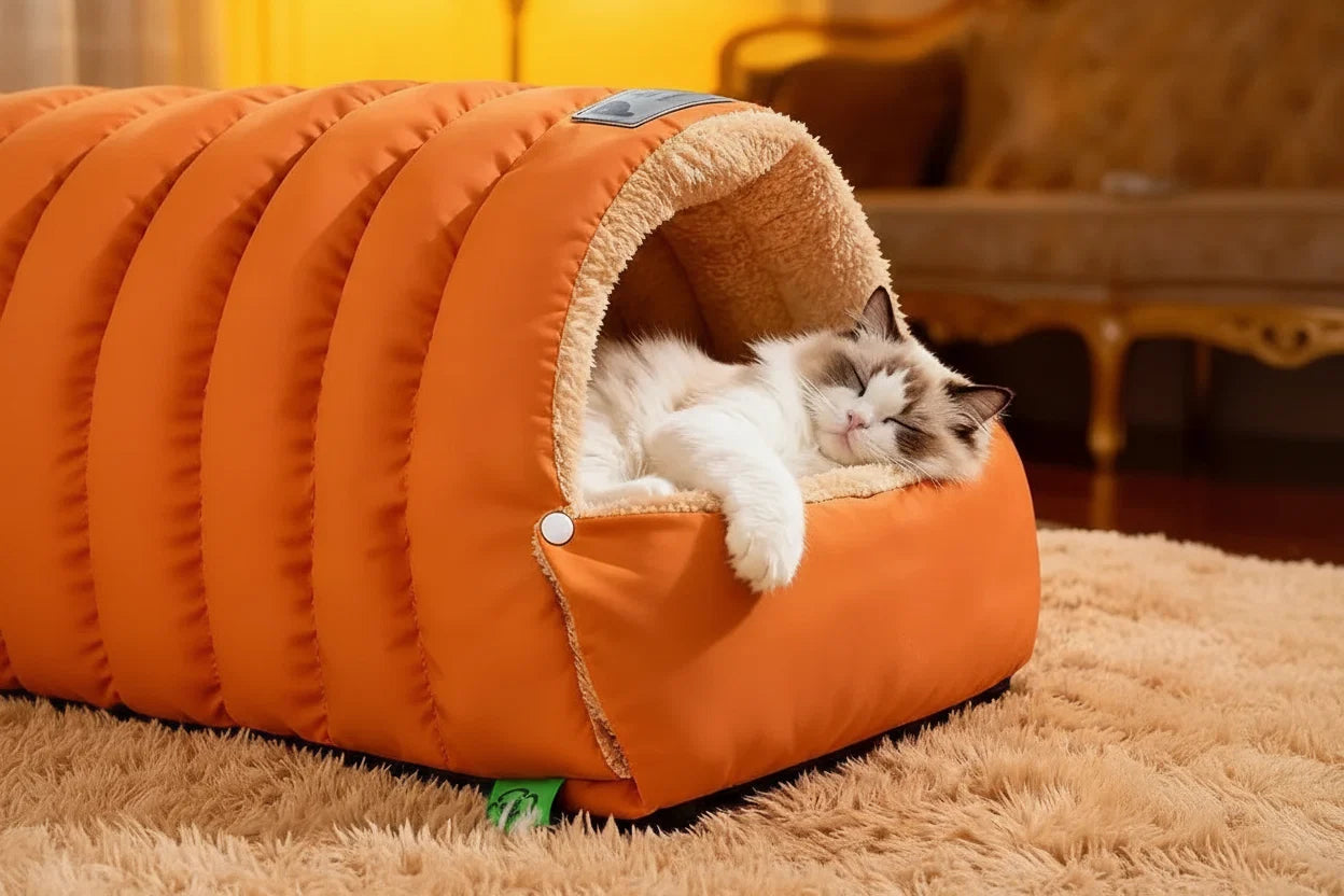 Convertible Pet Cave Bed & Mat with Removable Cover – FlipNest™