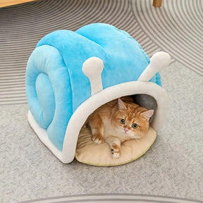 Snail-Shaped Cave Pet Bed with Washable Cushion – SnailNest™