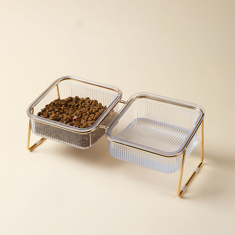 Elevated Clear Pet Bowl with Tilted Iron Base – Tiltera™