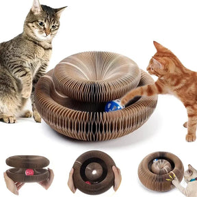 Corrugated Cardboard Cat Scratcher Disc with Ball – Scratchio™