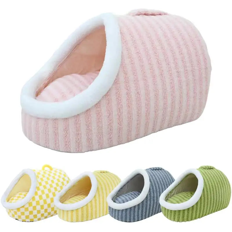 Non-Slip Pet Cave Bed with Removable Cushion & Patterned Design – NookJoy™