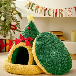 Christmas Plush Pet Cave & Hut Bed for Pets Up to 17.6 lb – StarNest™