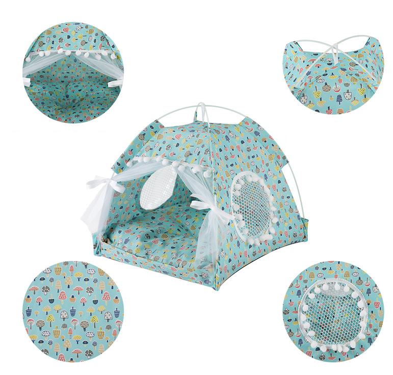 Cotton Pet Tent Bed with Colorful House-Style Design – Nestora™