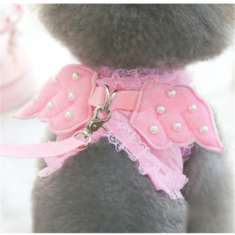 Breathable Pink Angel-Wing Harness & Leash Set for Pets – Angeline™