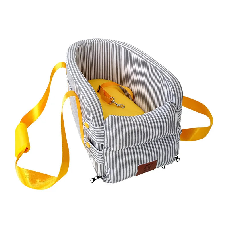 Striped Cotton Linen Pet Car Seat for Travel, One Size – Autora™