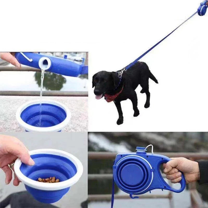 Retractable Dog Leash with Water Bottle & Waste Bag Dispenser – Roamly™