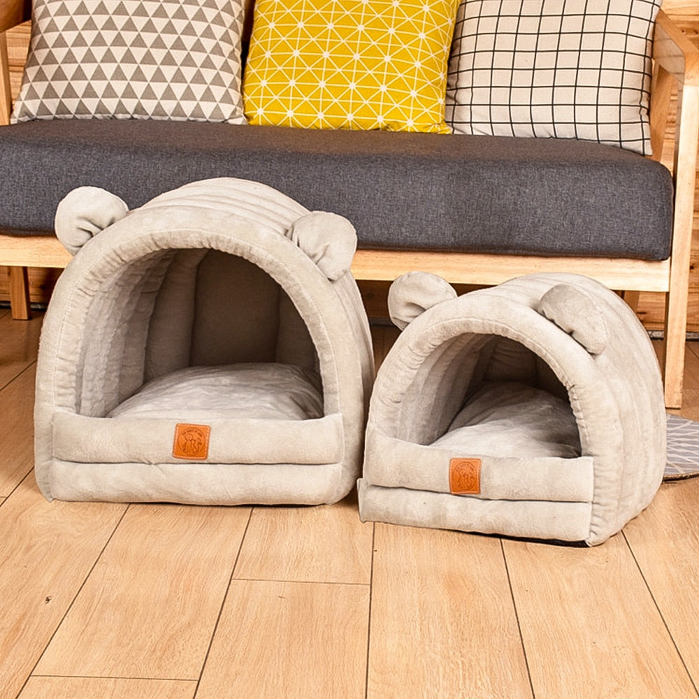 Cotton & Velvet Pet Cave Bed for Pets Up to 22 lb – Nestora™