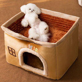 Cotton Pet House Bed with Non-Slip Base – Nooksy™