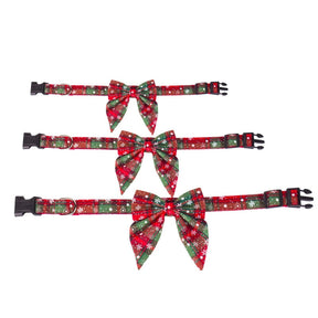 Christmas Snowflake Bow Cotton Dog Collar – Snowpine™