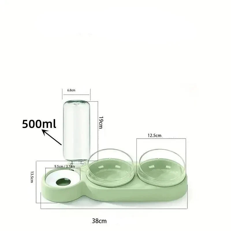 Double Pet Bowl with Automatic Water Dispenser – Trioh™