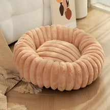 Plush Round Pet Bed with Honeycomb Texture – HoneyPuff™
