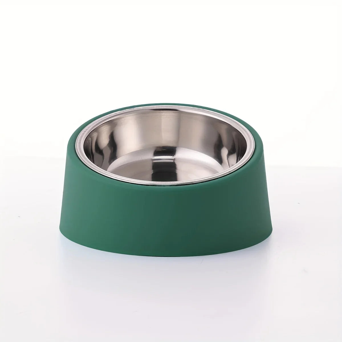 Tilted Pet Bowl with Plastic & Stainless Steel Design – Slantie™