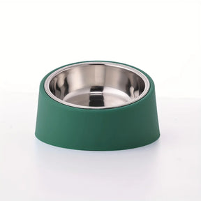 Tilted Pet Bowl with Plastic & Stainless Steel Design – Slantie™