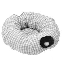 2-in-1 Cotton Tunnel Pet Bed with Removable Cushion & Ball Toy – Tunzo™