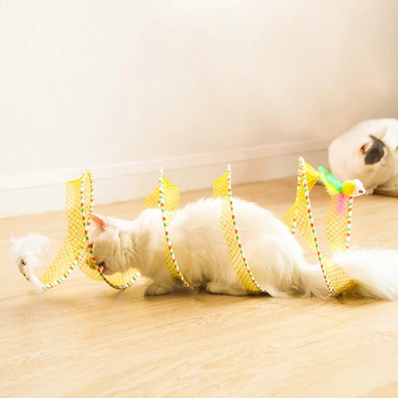 Cat Tunnel Toy with Spring Steel Frame & Elastic Mesh – SpringPounce™