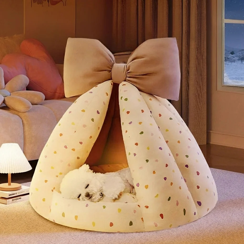 Non-Slip Pet Cave Bed with Removable Cushion for Dogs & Cats – SnugHaven™