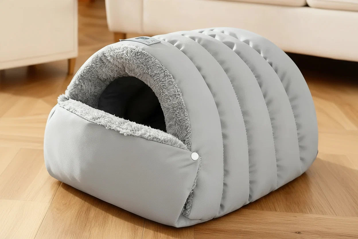 Convertible Pet Cave Bed & Mat with Removable Cover – FlipNest™