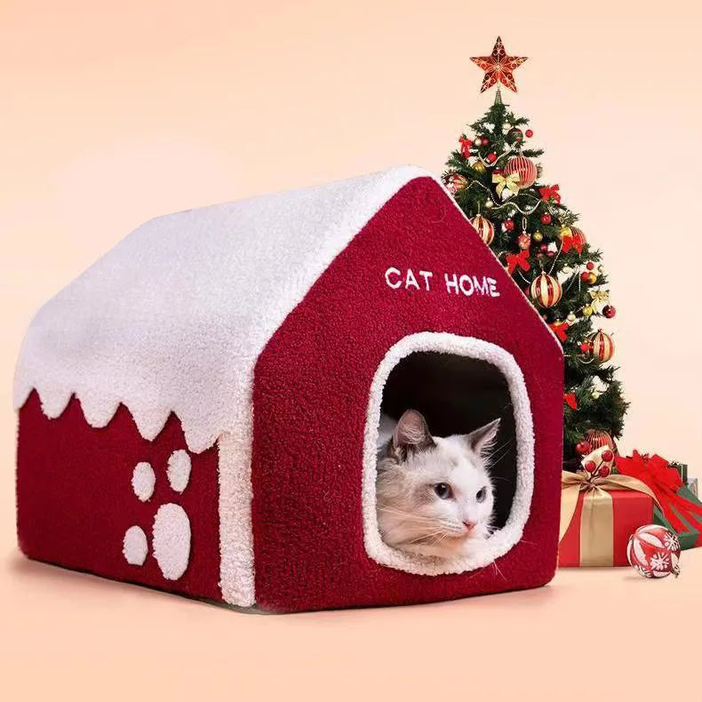 Pet House Bed in Coral Velvet for Small Pets – RubyNest™