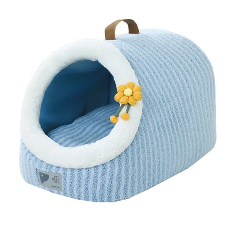 Striped Pet Cave Bed with Removable Cushion – StripeNest™