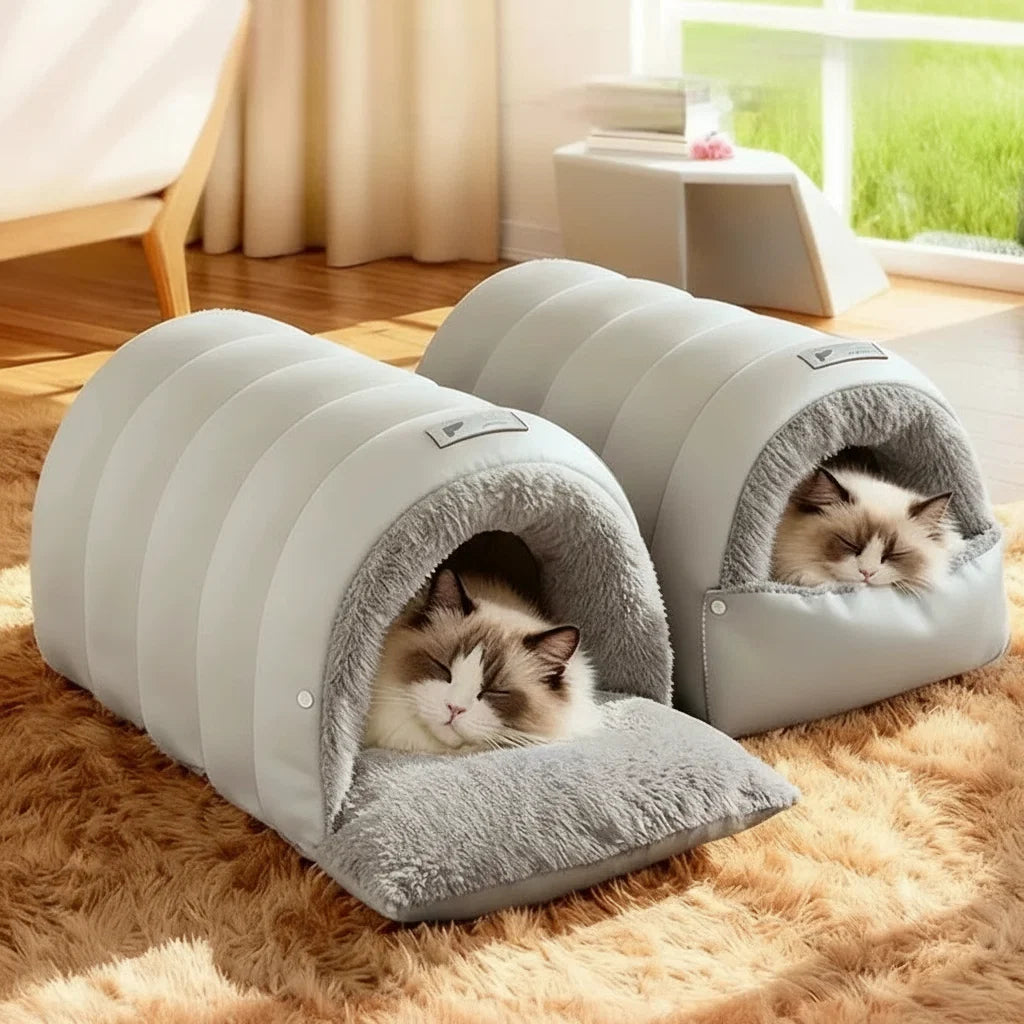 Convertible Pet Cave Bed & Mat with Removable Cover – FlipNest™