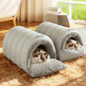 Convertible Pet Cave Bed & Mat with Removable Cover – FlipNest™