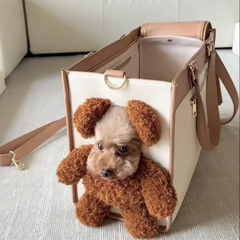 Soft Brown Teddy Bear Pet Carrier Bag for Dogs & Cats – Cubby™
