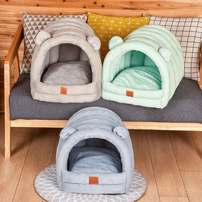 Cotton & Velvet Pet Cave Bed for Pets Up to 22 lb – Nestora™