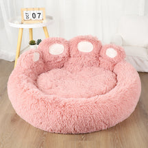 Paw-Shaped Pet Bed for Dogs & Cats, Washable Cotton & Velvet – Pawdle™