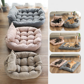 3-in-1 Velvet Pet Bed with Convertible Design – Page™