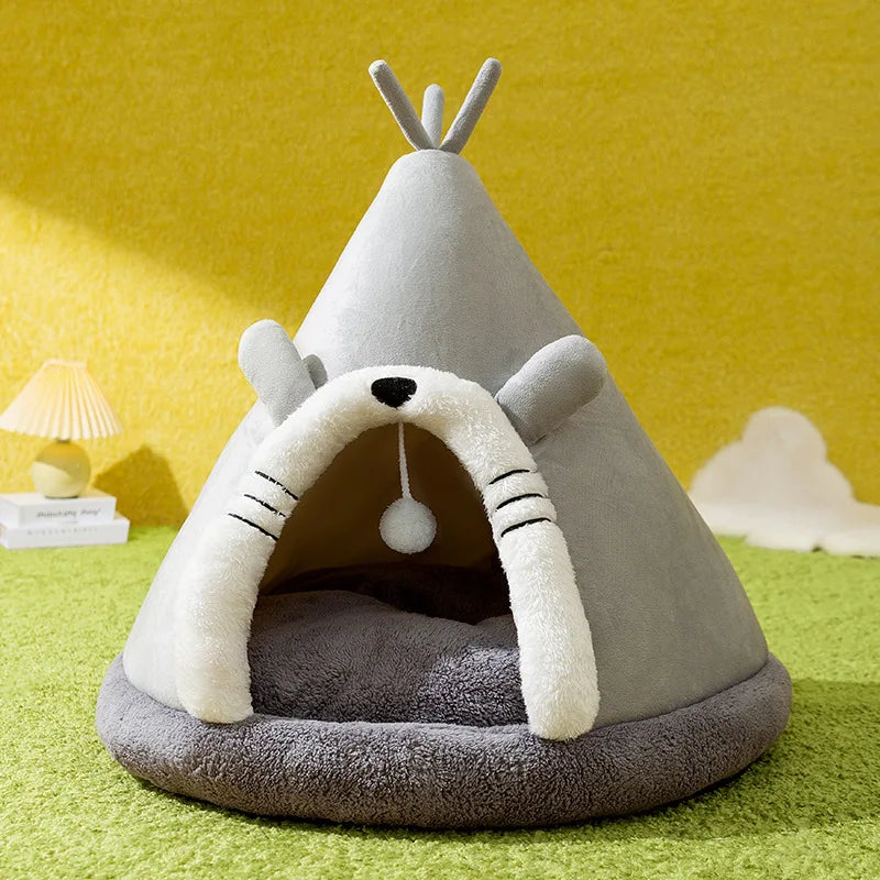 Cotton Pet Cave Bed with Non-Slip Base – CloudBurrow™