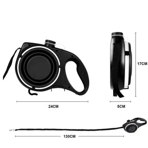 Retractable Dog Leash with Water Bottle & Waste Bag Dispenser – Roamly™