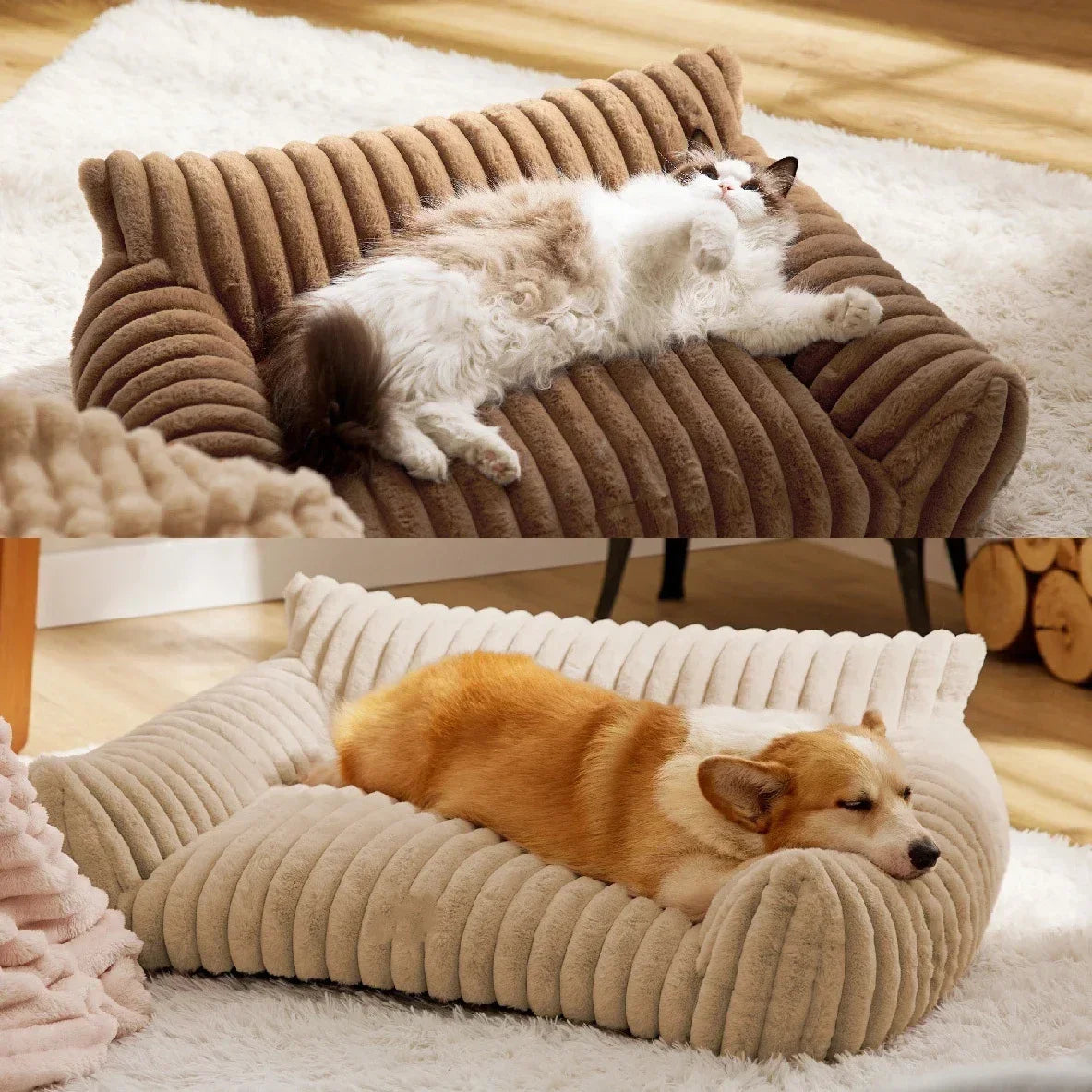Velvet Pet Sofa Bed with Removable Zippered Cover – PetLounge