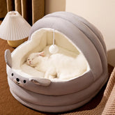 Cotton Cave Pet Bed with Non-Slip Base & Hanging Ball – Nestora™