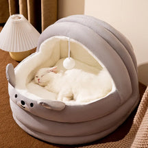Cotton Cave Pet Bed with Non-Slip Base & Hanging Ball – Cavelo™