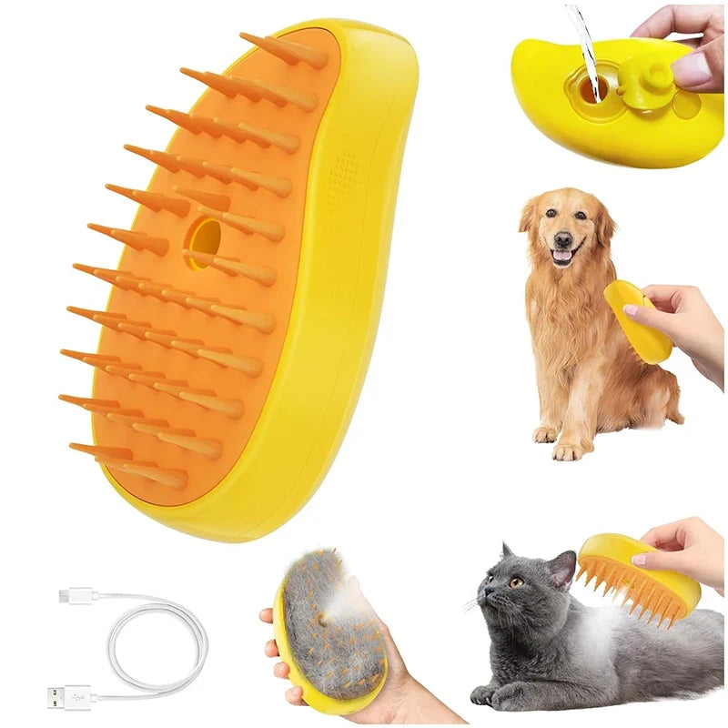 3-in-1 Steam Pet Grooming Brush for Dogs & Cats – Steamly™