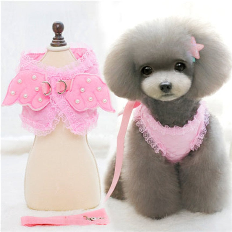 Breathable Pink Angel-Wing Harness & Leash Set for Pets – Angeline™