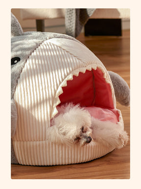 Shark-Shaped Pet Cave Bed with Non-Slip Bottom – SharkNook™