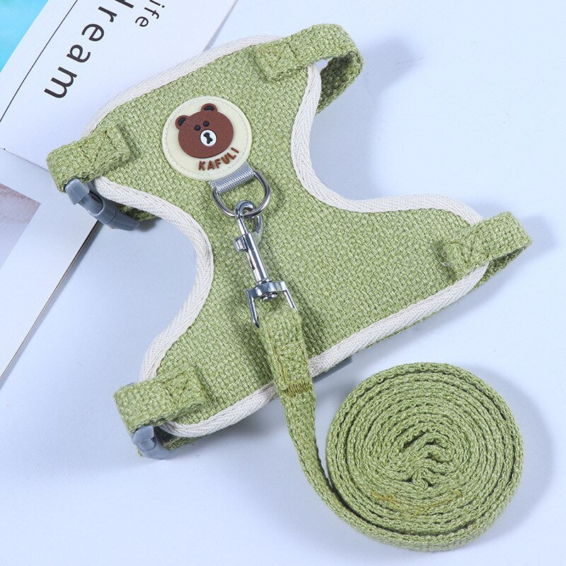Linen Collar & Leash Set for Small to Medium Dogs & Cats – Trailo™