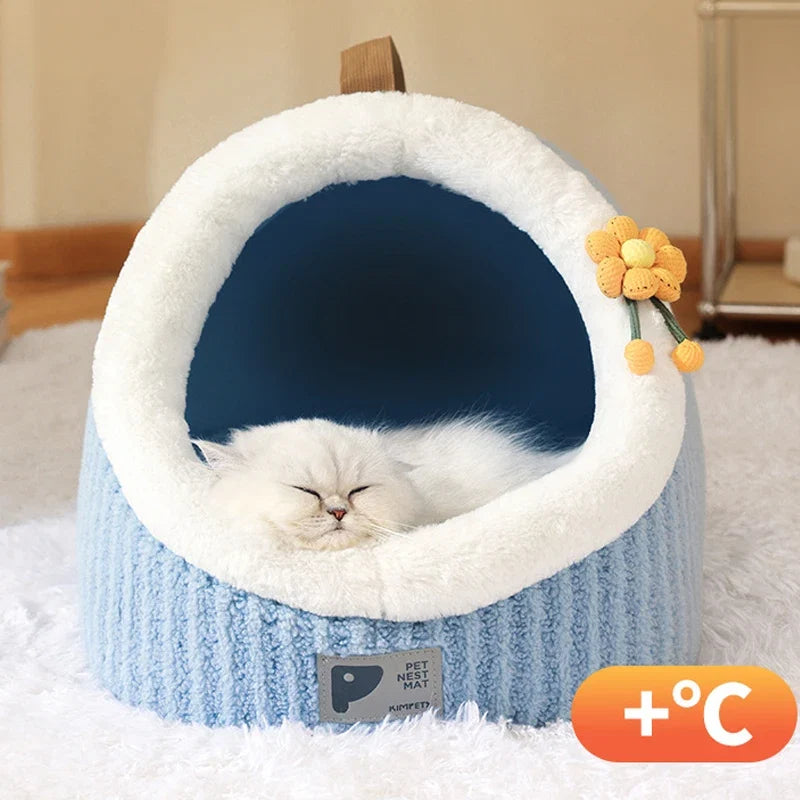 Striped Pet Cave Bed with Removable Cushion – StripeNest™