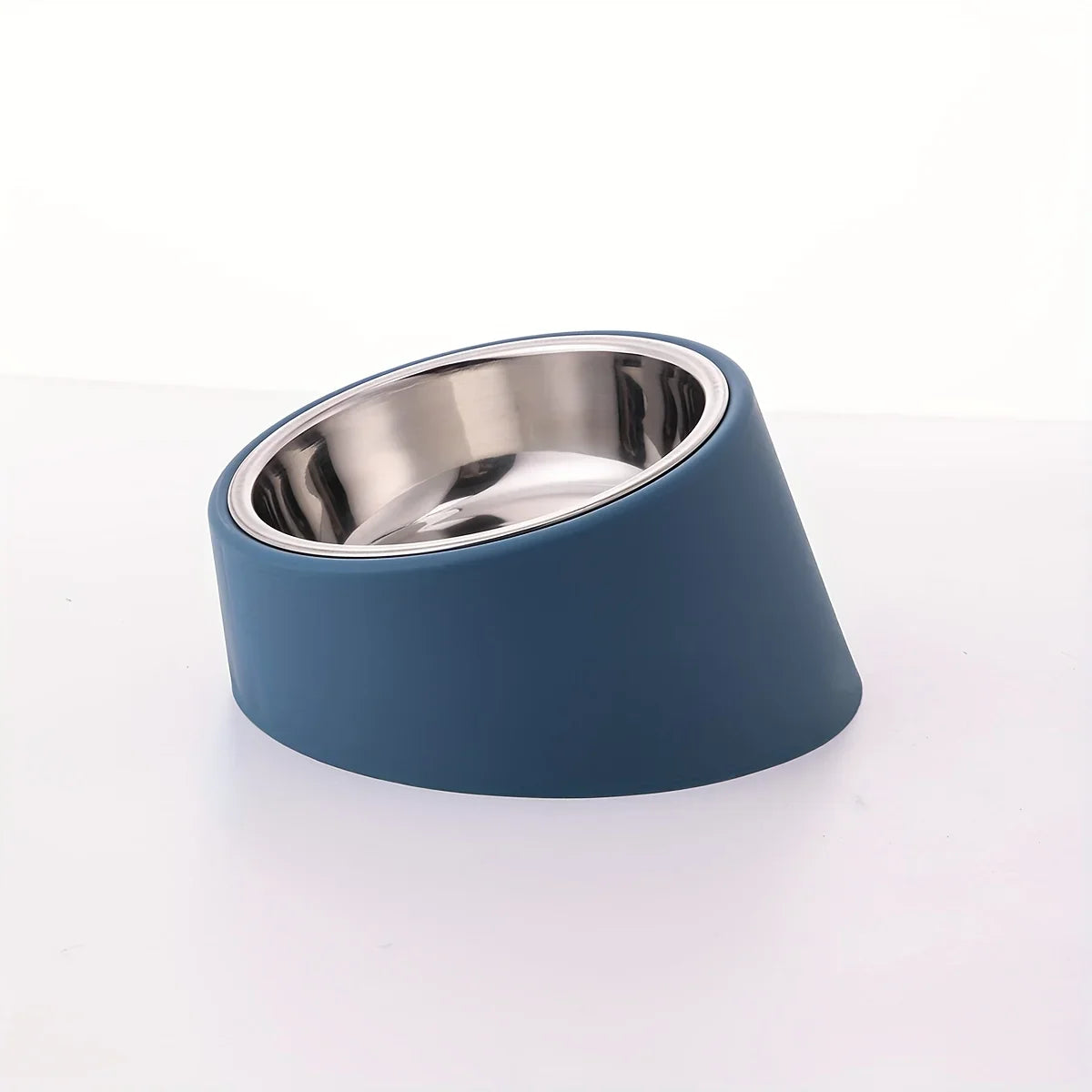 Tilted Pet Bowl with Plastic & Stainless Steel Design – Slantie™