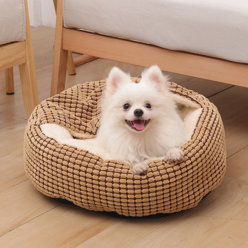 Covered Plush Pet Bed with Non-Slip Bottom – Tadeus