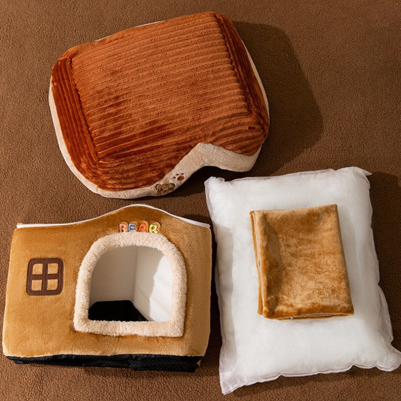Cotton Pet House Bed with Non-Slip Base – Nooksy™