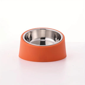 Tilted Pet Bowl with Plastic & Stainless Steel Design – Slantie™