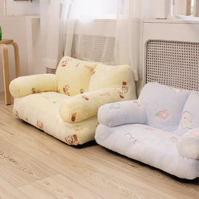 Sofa-Style Pet Bed in Cotton & Velvet – Louvia™