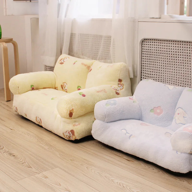 Sofa-Style Pet Bed in Cotton & Velvet – Louvia™