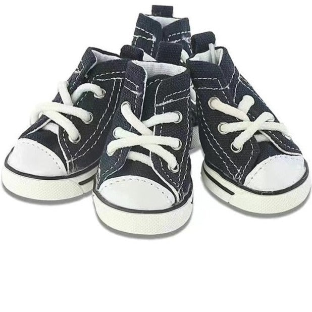 Denim Pet Sneakers, Navy Blue & Pink, Set of 2 Pairs – Quovex™