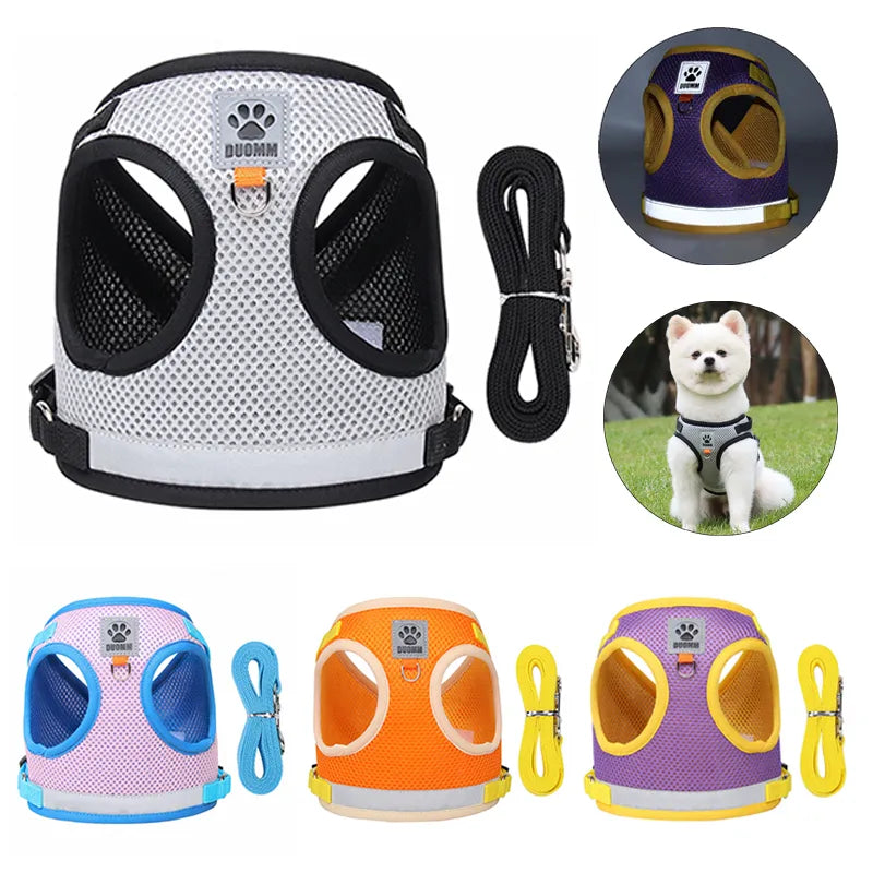Reflective Chest Harness & Leash Set – Breathable Cotton-Poly Blend – GlowTrail™