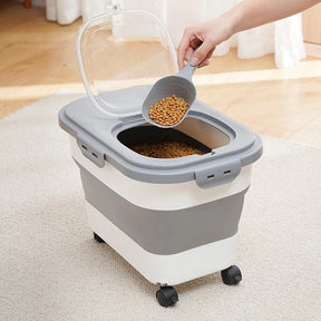 Foldable Pet Food Storage Container with Measuring Cup – Vaultra™